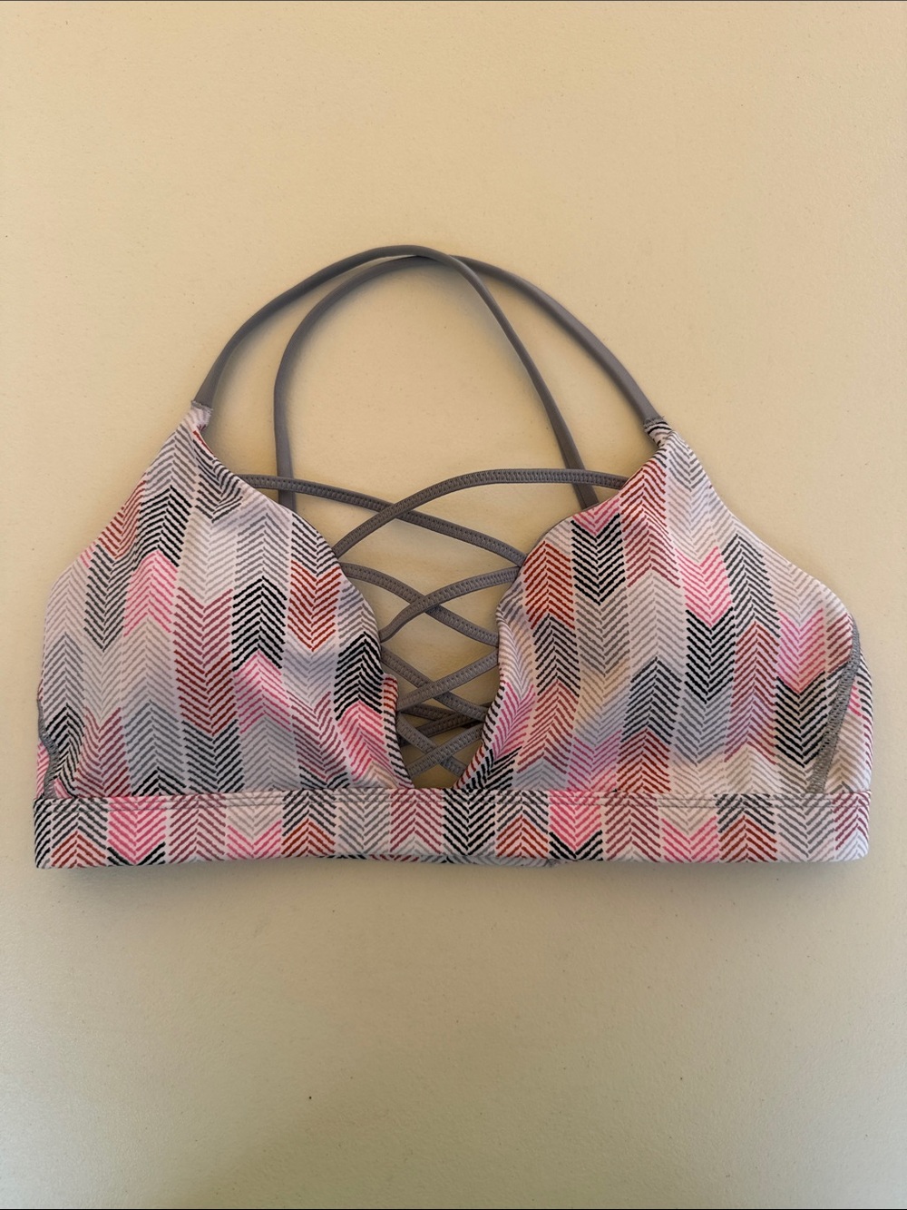 Victoria's Secret Chevron Strappy Bralette - Pink, Gray, Black